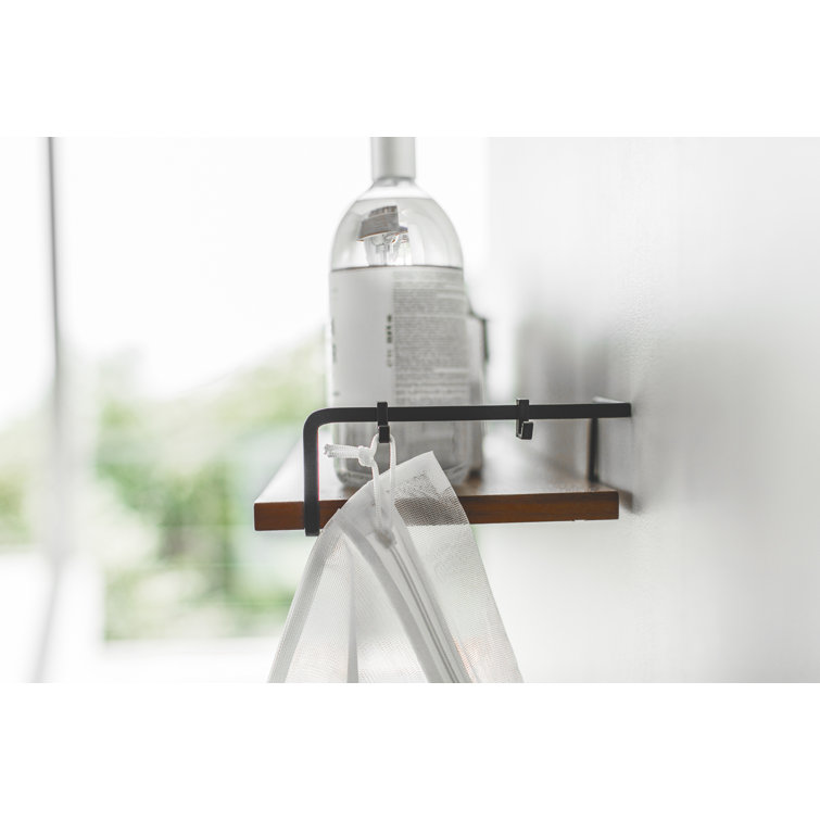 Contemporary Black Steel and Wood Wall-Mounted Shelf