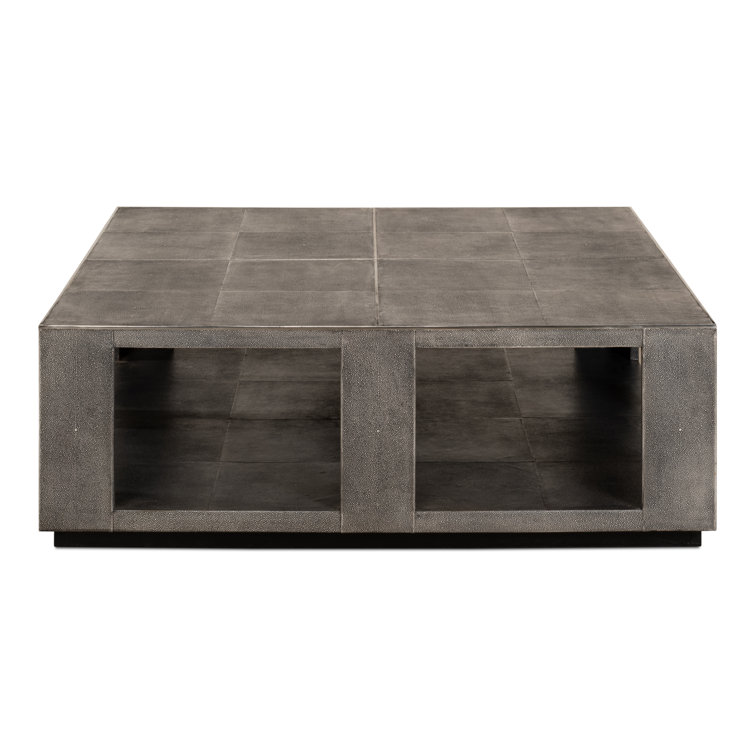 Black Square Wood Coffee Table with Stainless Steel Accents