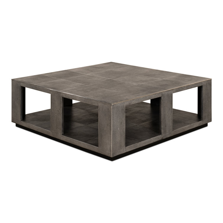 Black Square Wood Coffee Table with Stainless Steel Accents
