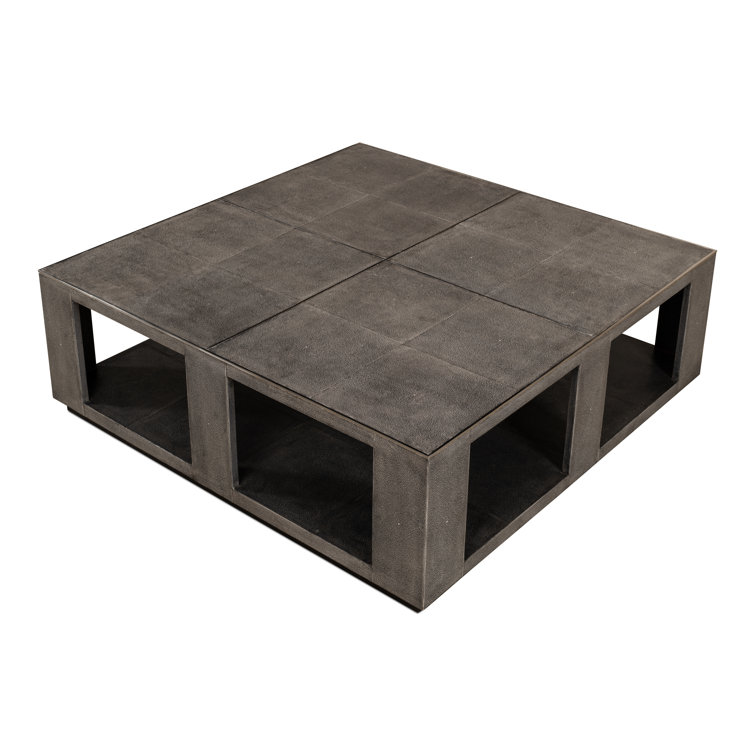 Black Square Wood Coffee Table with Stainless Steel Accents