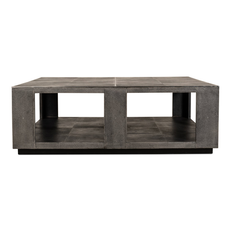Black Square Wood Coffee Table with Stainless Steel Accents