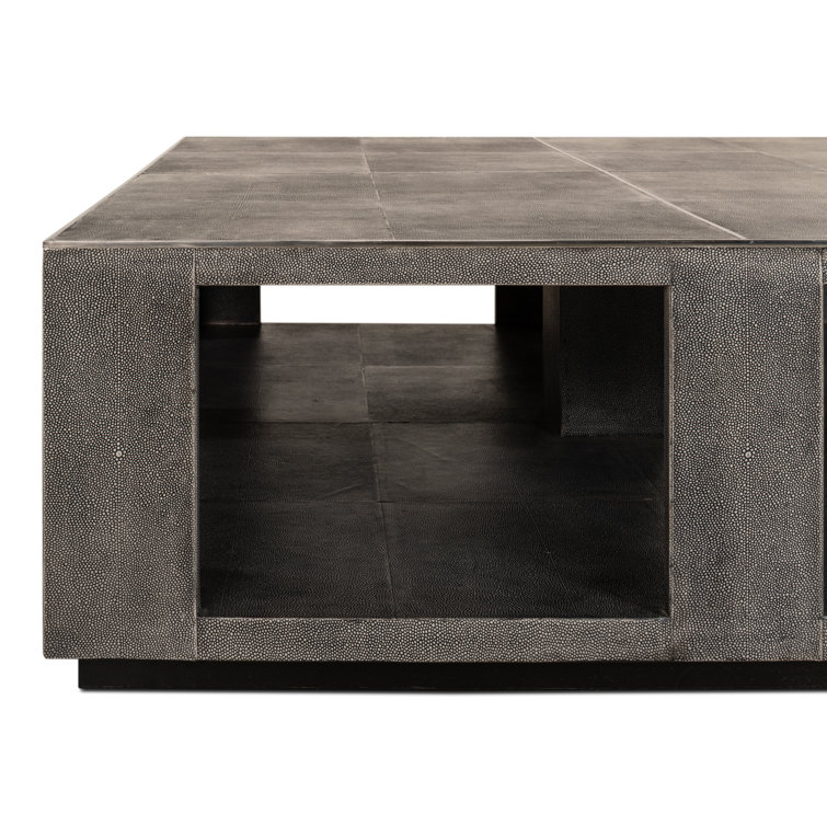 Black Square Wood Coffee Table with Stainless Steel Accents