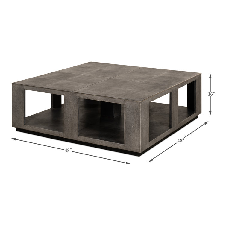 Black Square Wood Coffee Table with Stainless Steel Accents