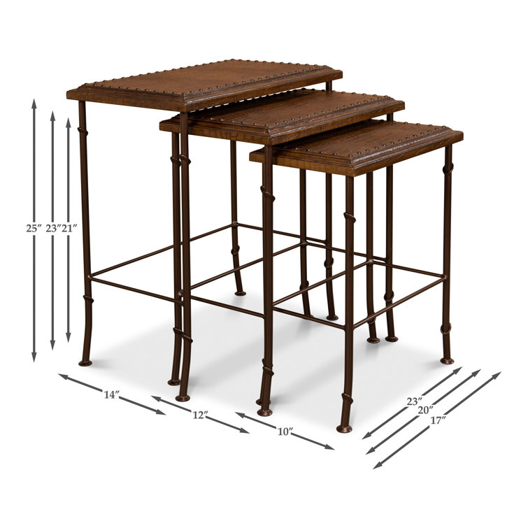 Traditional Brown Wood and Metal Rectangular End Table