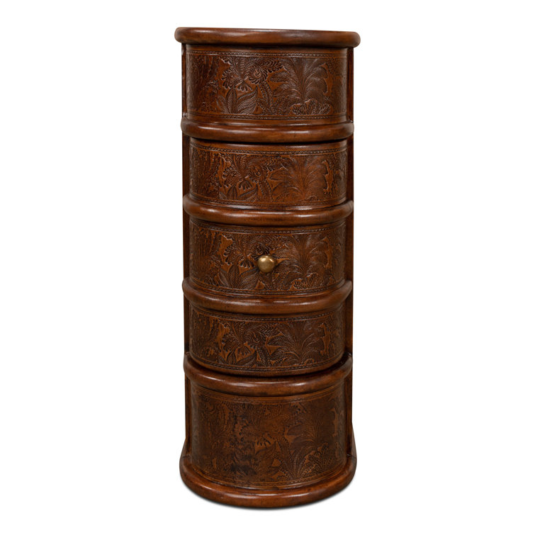 Barnes Embossed Leather and Brass 24" Rectangular End Table