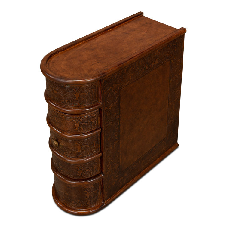 Barnes Embossed Leather and Brass 24" Rectangular End Table