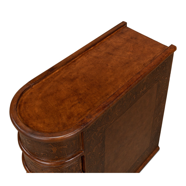 Barnes Embossed Leather and Brass 24" Rectangular End Table