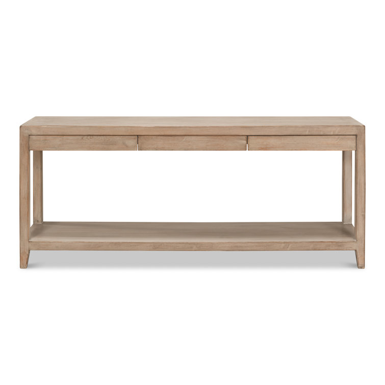 Anton Transitional Brown Pine Wood Console Table with Storage