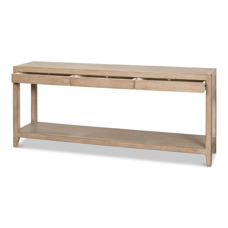 Anton Transitional Brown Pine Wood Console Table with Storage