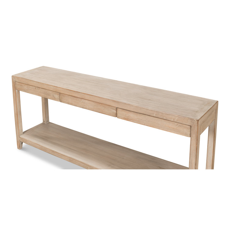 Anton Transitional Brown Pine Wood Console Table with Storage