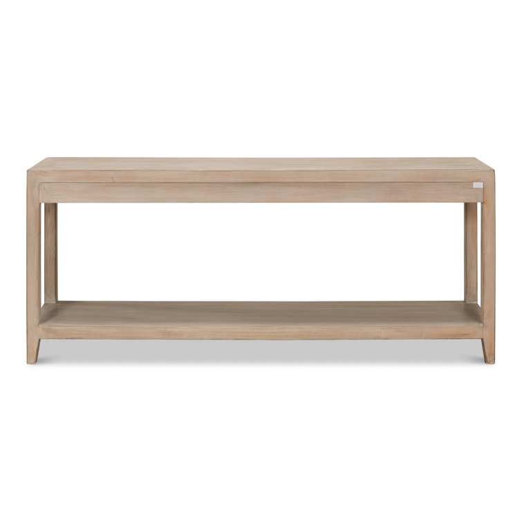 Anton Transitional Brown Pine Wood Console Table with Storage