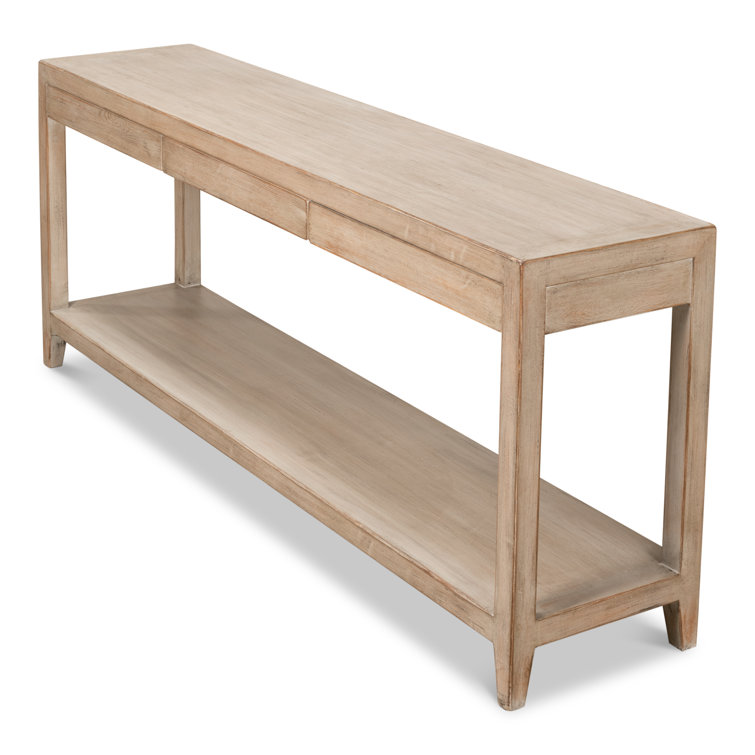 Anton Transitional Brown Pine Wood Console Table with Storage