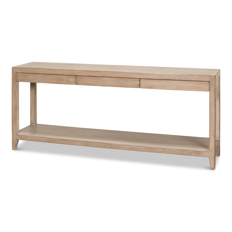 Anton Transitional Brown Pine Wood Console Table with Storage