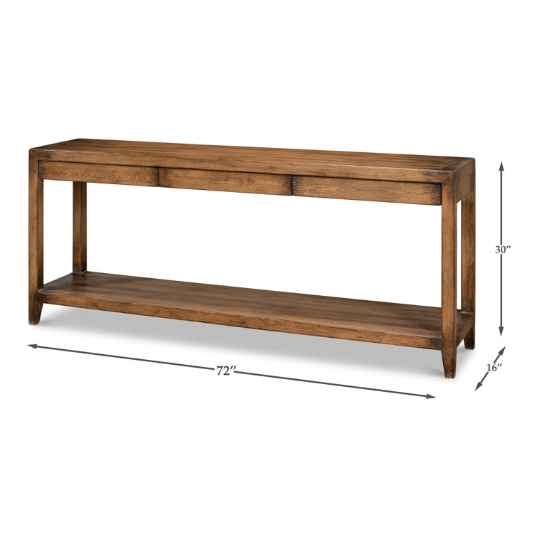 Anton Transitional Brown Pine Wood Console Table with Storage
