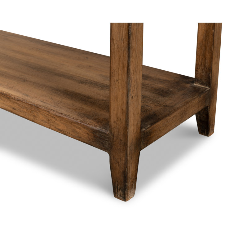 Anton Transitional Brown Pine Wood Console Table with Storage