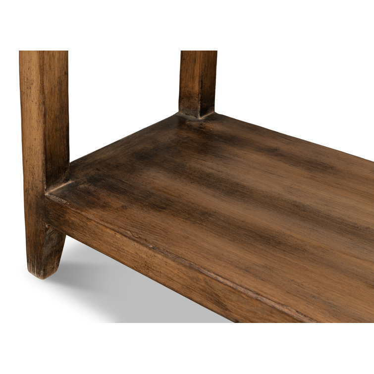 Anton Transitional Brown Pine Wood Console Table with Storage