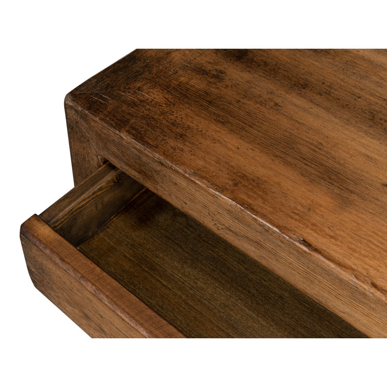 Anton Transitional Brown Pine Wood Console Table with Storage