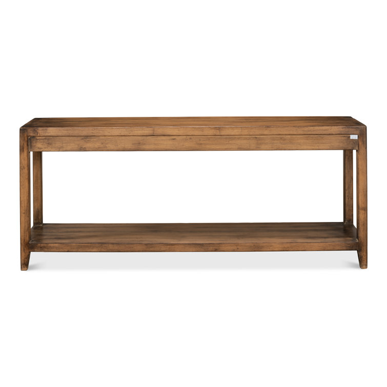 Anton Transitional Brown Pine Wood Console Table with Storage