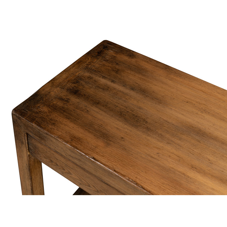 Anton Transitional Brown Pine Wood Console Table with Storage