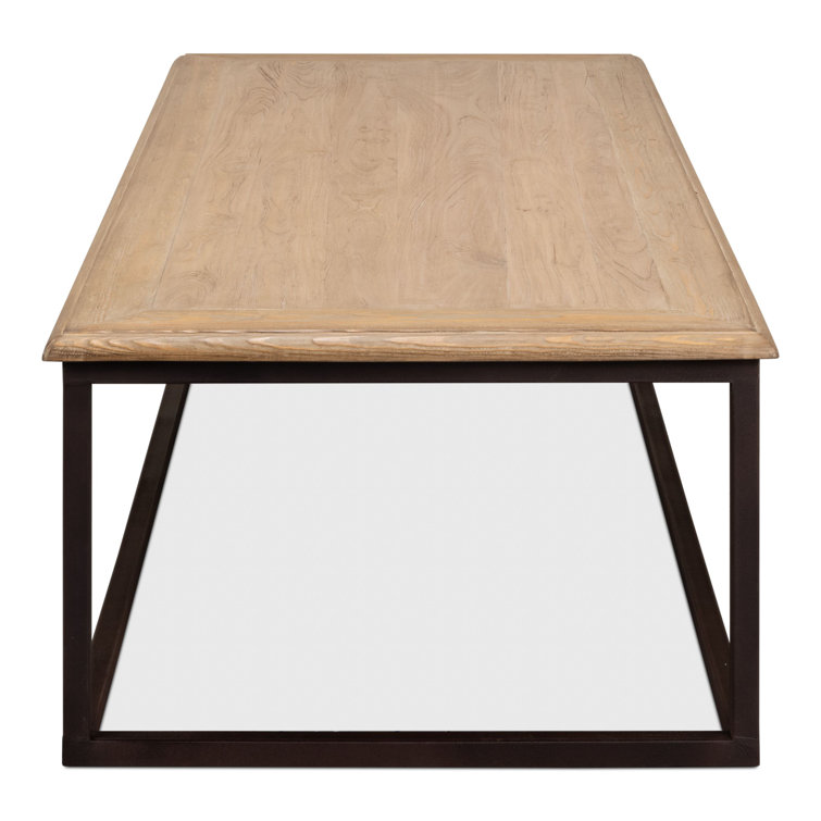 Traditional Elmwood 72'' Coffee Table with Metal Frame and Storage