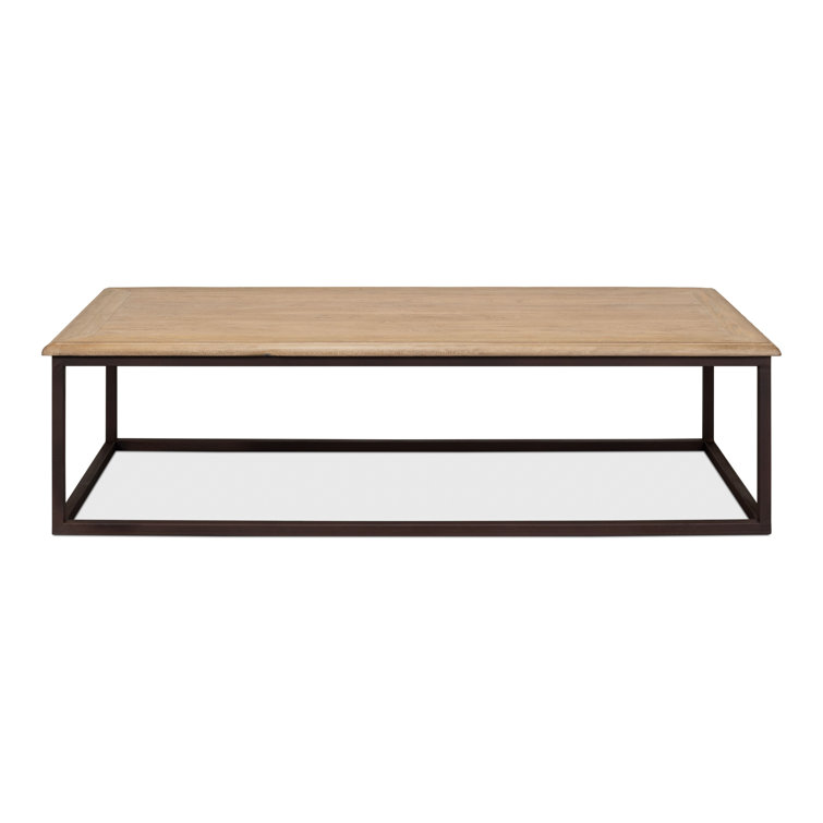 Traditional Elmwood 72'' Coffee Table with Metal Frame and Storage