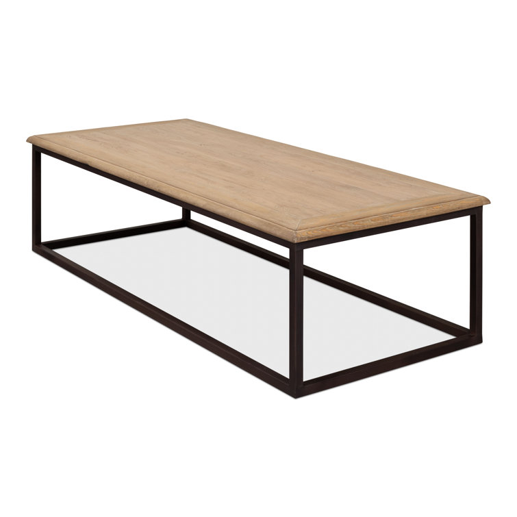 Traditional Elmwood 72'' Coffee Table with Metal Frame and Storage