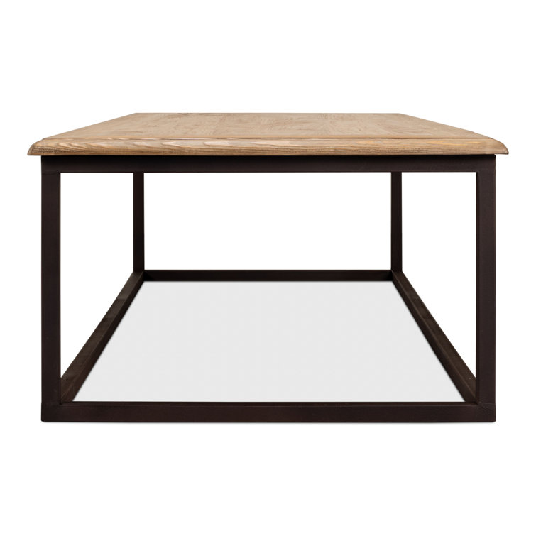 Traditional Elmwood 72'' Coffee Table with Metal Frame and Storage