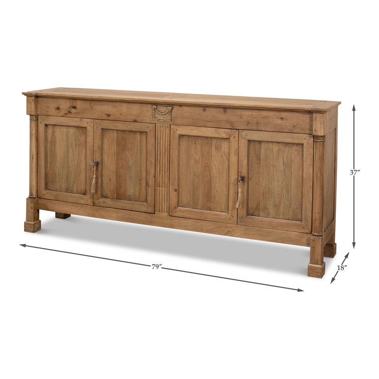 Carreiro Traditional Beige 79'' Driftwood Finish Sideboard