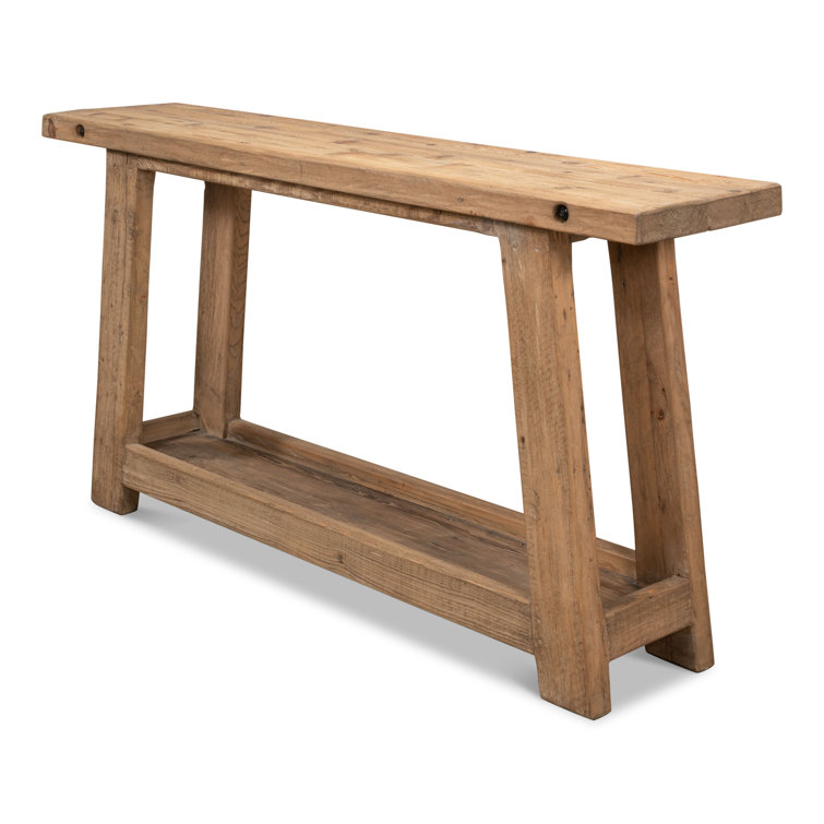 Rustic Brown Reclaimed Wood Rectangular Console Table