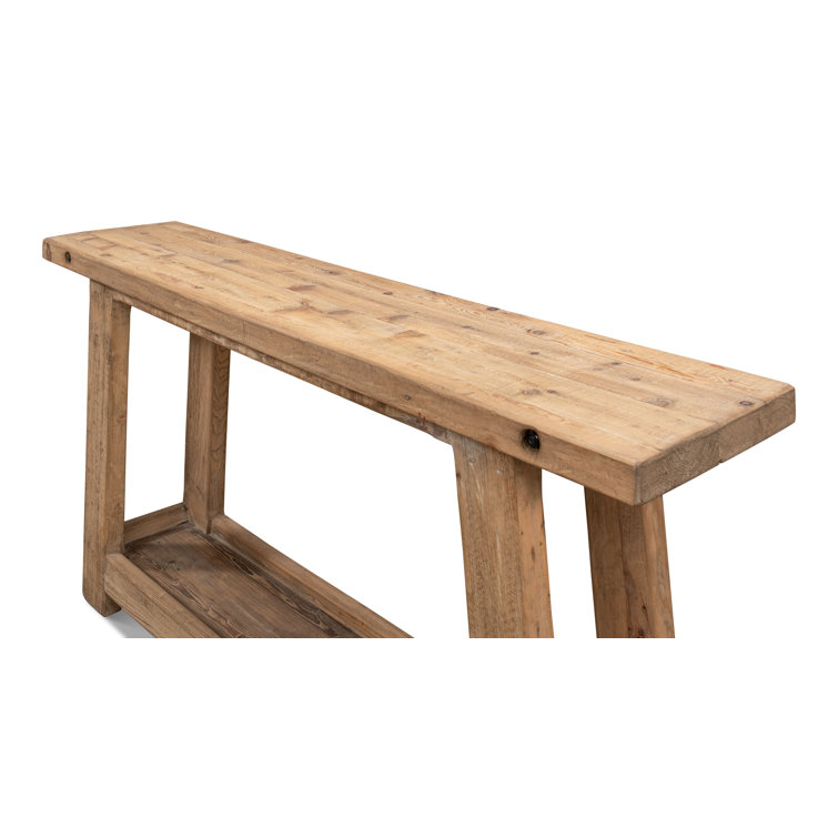 Rustic Brown Reclaimed Wood Rectangular Console Table