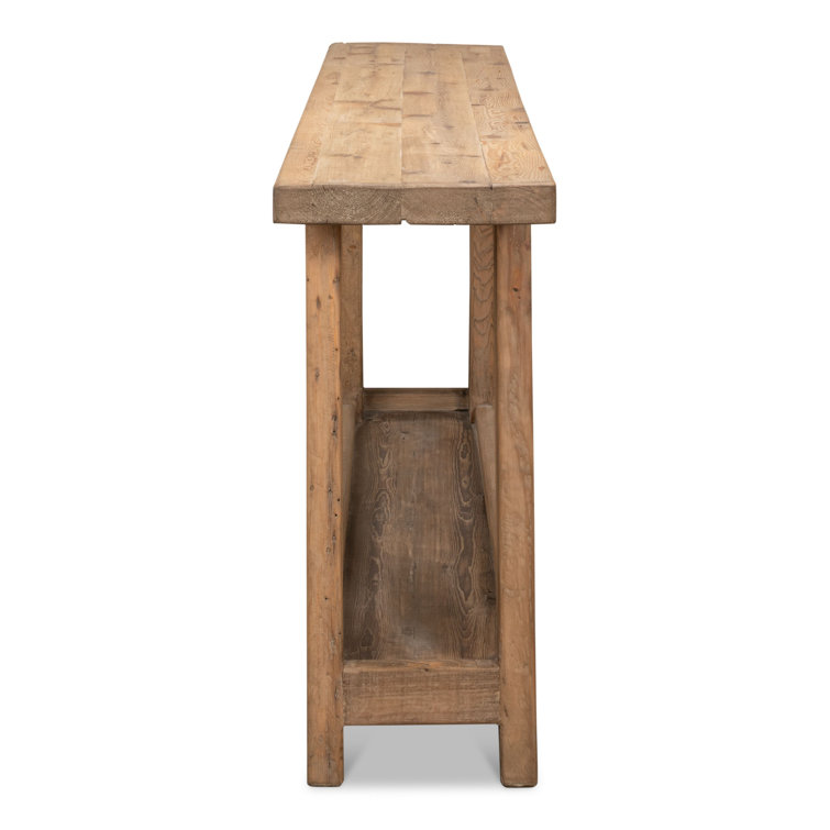 Rustic Brown Reclaimed Wood Rectangular Console Table