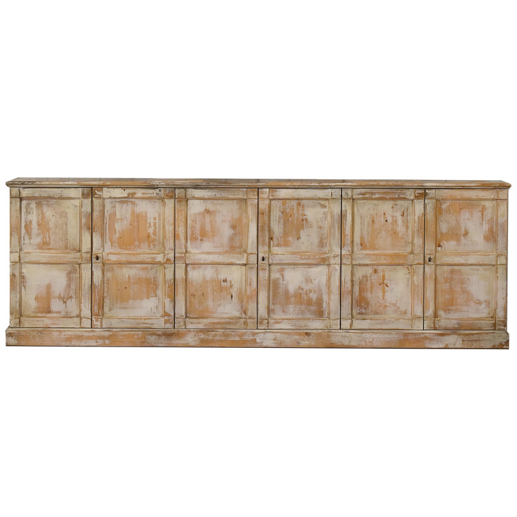 Luciana 112" Distressed White Wood Buffet