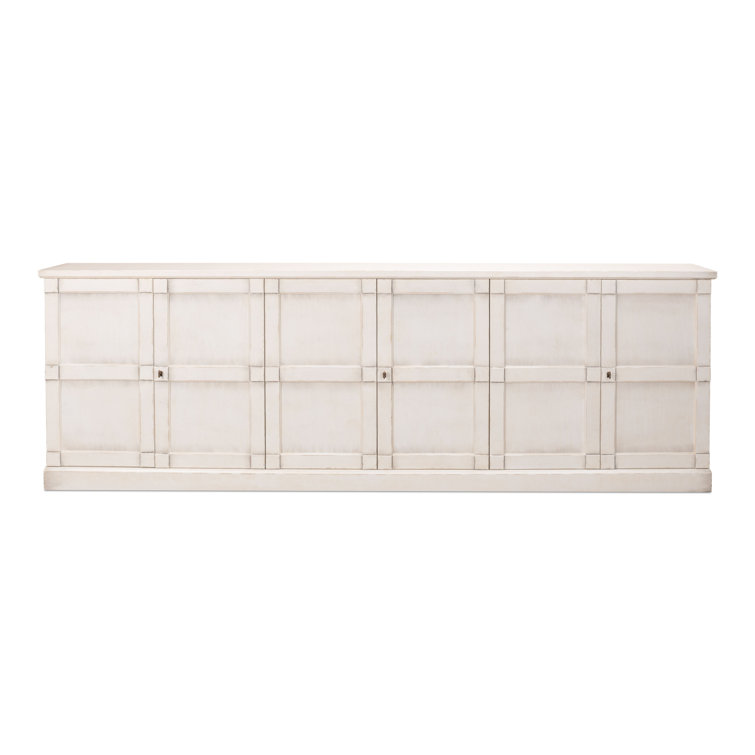 Luciana 112'' White and Gray Wood Buffet with 6 Doors