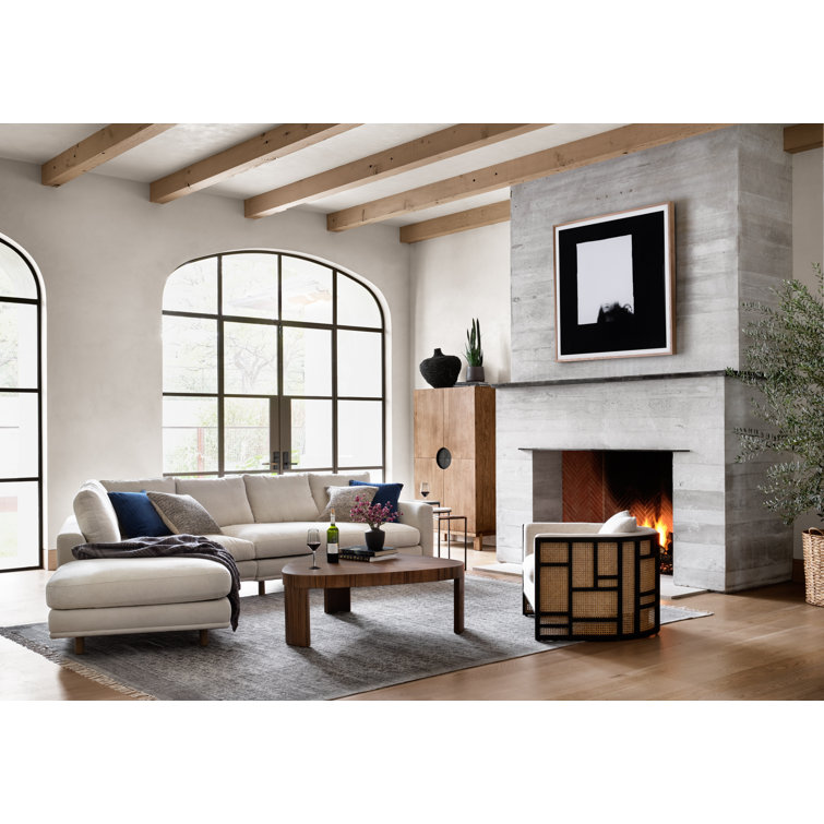 Brushed Ebony Barrel Accent Chair with Leather and Wood