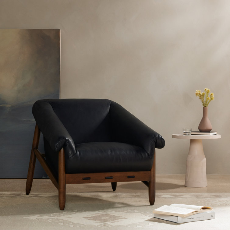 Heirloom Black Genuine Leather Handcrafted Armchair