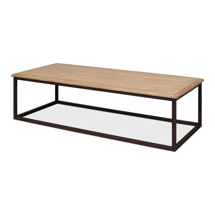 Traditional Elmwood 72'' Coffee Table with Metal Frame and Storage