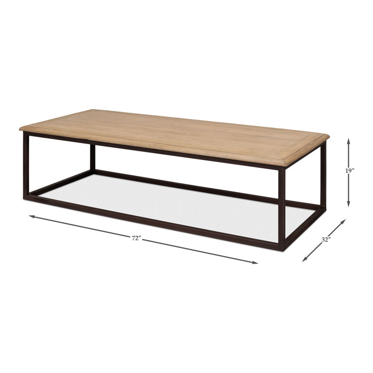 Traditional Elmwood 72'' Coffee Table with Metal Frame and Storage