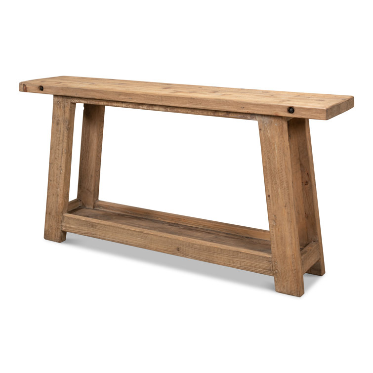 Rustic Brown Reclaimed Wood Rectangular Console Table