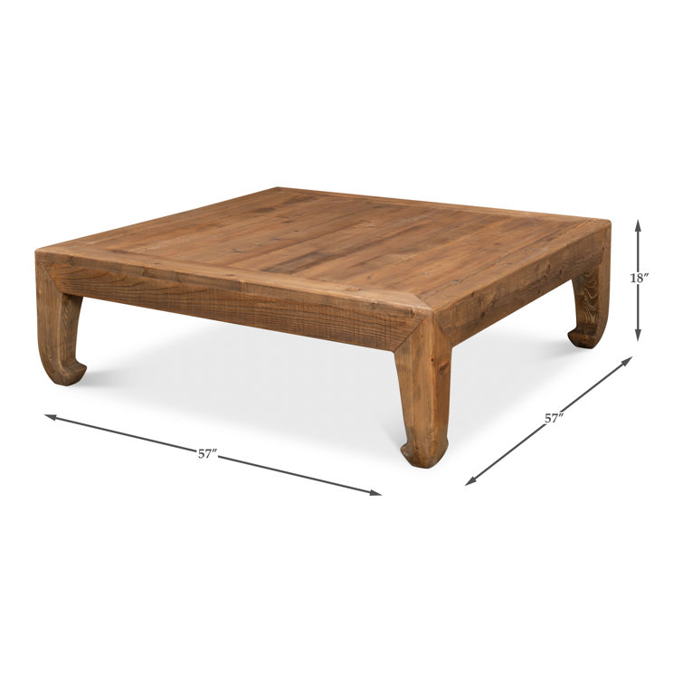 Transitional Chinese-Inspired Square Coffee Table in Reclaimed Pine
