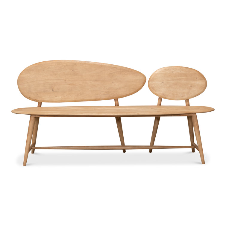 Pebble-Inspired Solid Acacia Wood 73'' Dining Bench in Moleskin Brown