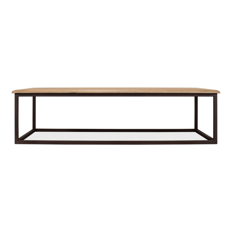 Traditional Elmwood 72'' Coffee Table with Metal Frame and Storage
