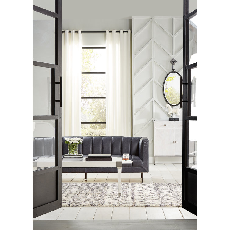 Lexington Gray Tufted Leather Stationary Sofa