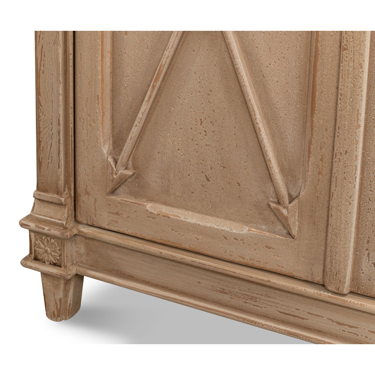96'' Dark Beige Pine Traditional Sideboard