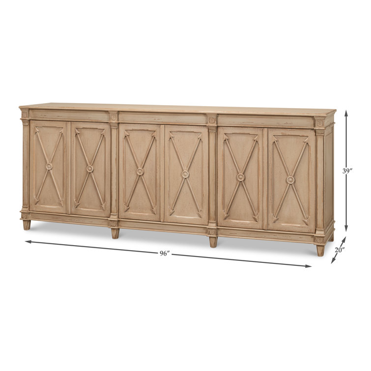 96'' Dark Beige Pine Traditional Sideboard