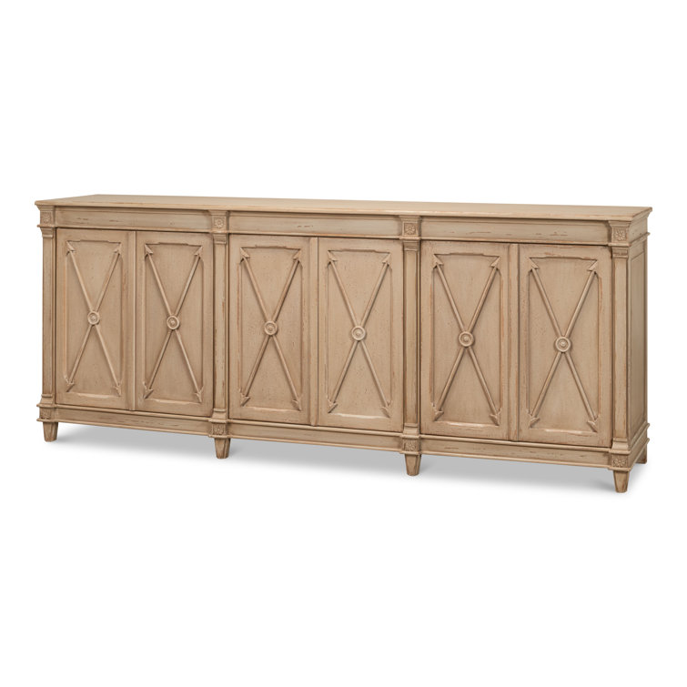 96'' Dark Beige Pine Traditional Sideboard