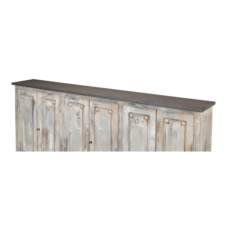 Bellagio 96" Gray Oak and Quartz Sideboard with Floral Medallions