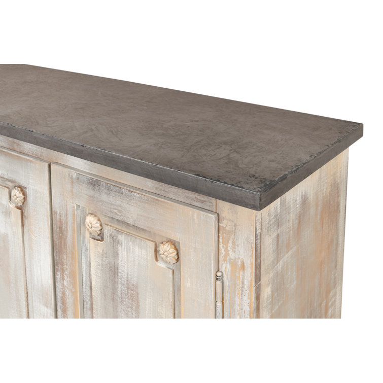 Bellagio 96" Gray Oak and Quartz Sideboard with Floral Medallions