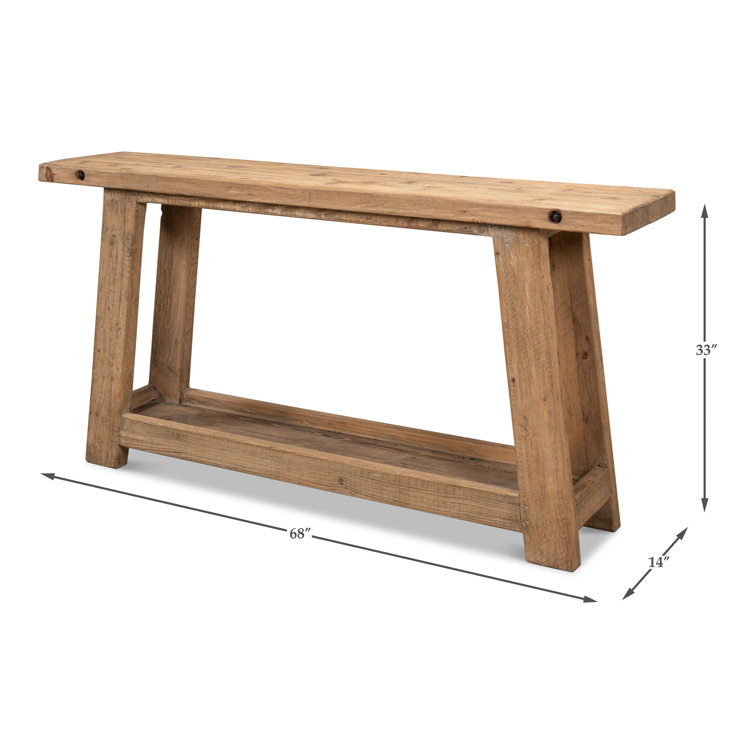 Rustic Brown Reclaimed Wood Rectangular Console Table
