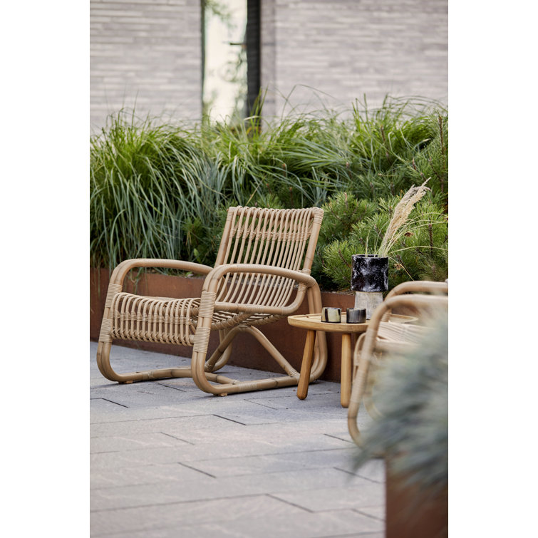 Natural Rattan-Like Outdoor Patio Chair with Arms