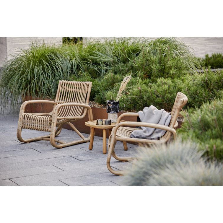 Natural Rattan-Like Outdoor Patio Chair with Arms